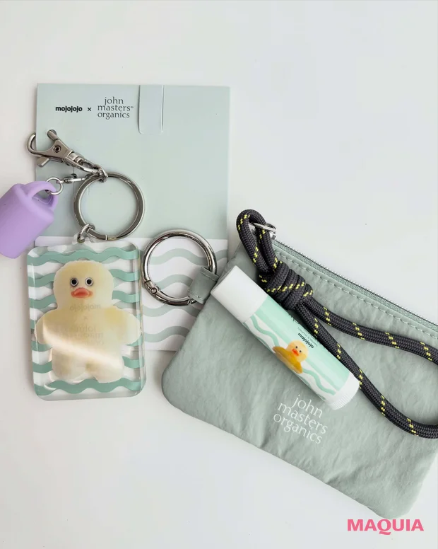 mojojojo×john masters organics リップカームキーホルダー＋チャームポーチセット グリーン
