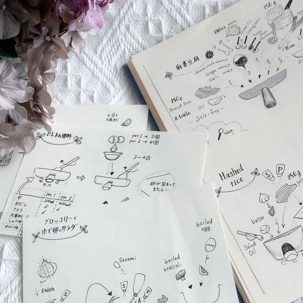 スマホ以外に時間を使おう。レシピノートを書いているところ