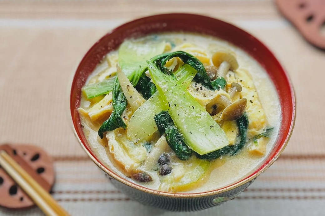 青梗菜の豆乳みそ汁