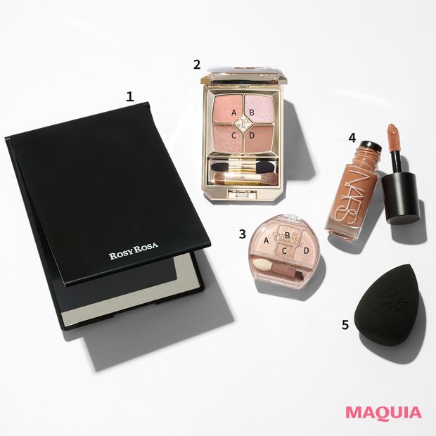 キャンメイク プランぷくコーデアイズNeo 　ロージーローザ リアルルックミラー　エレガンス パルフェ クルール パレット 01　NARS インセイシャブル リキッドブラッシュ 05916　＆be ブラックスポンジ